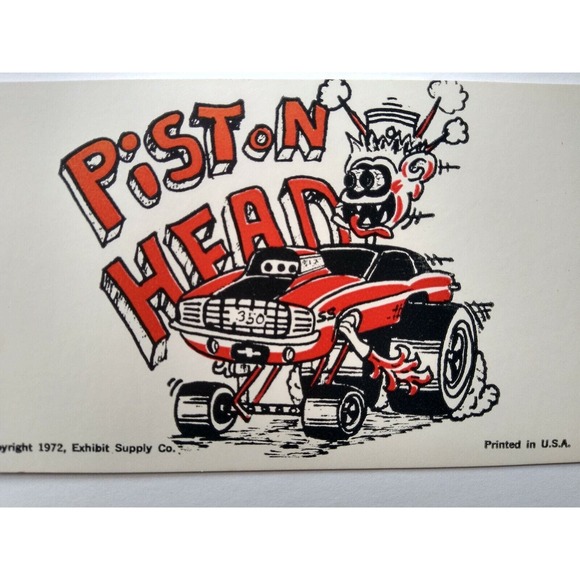 Hot Rod Postcard 350 Piston Head Car Beatnik Monster Custom Racer Coin-Op Card - Picture 3 of 3